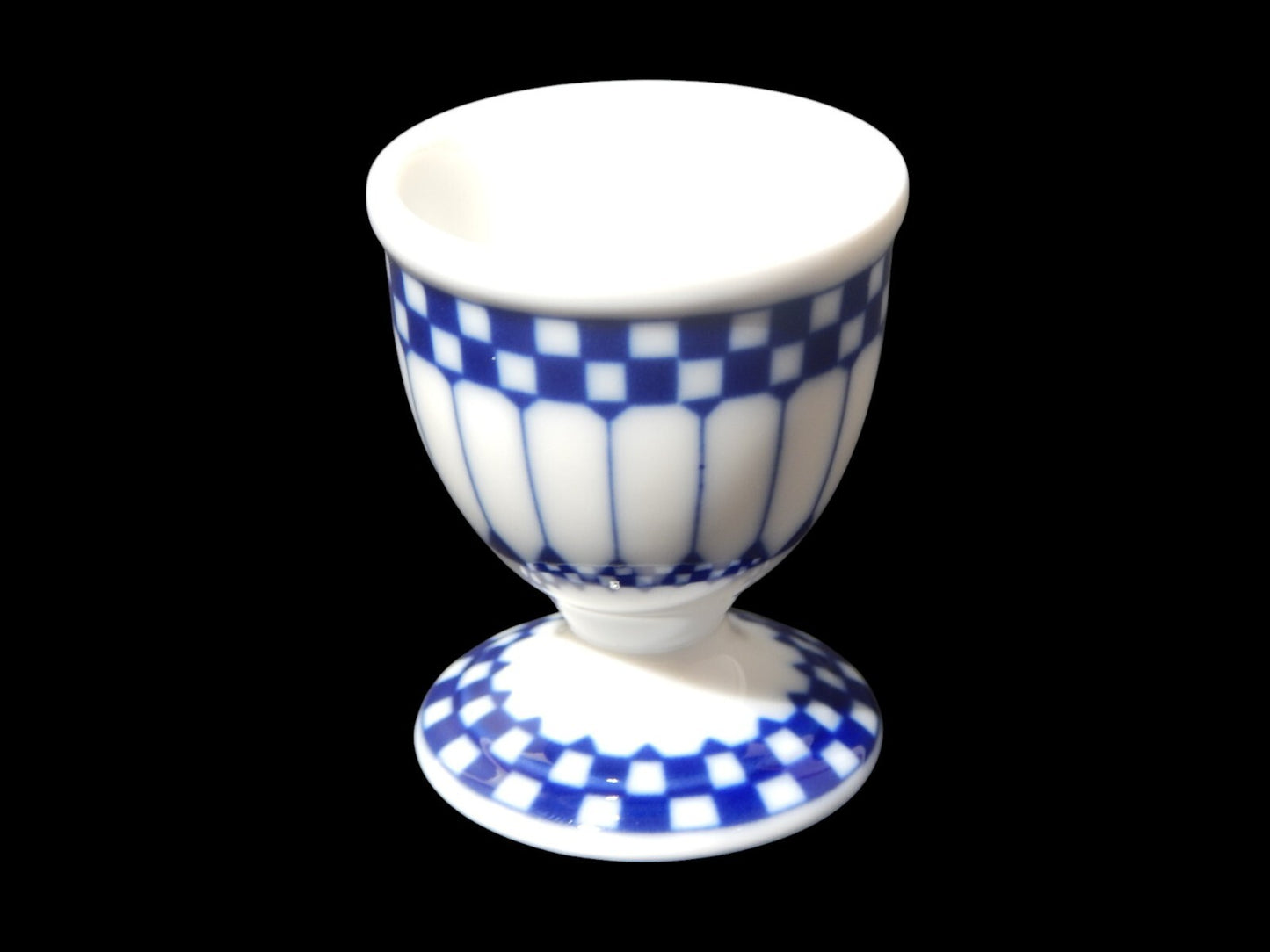 ANTICO ART DECO PORTAUOVO PORCELLANA BIANCO BLU COBALTO ROYAL TETTAU