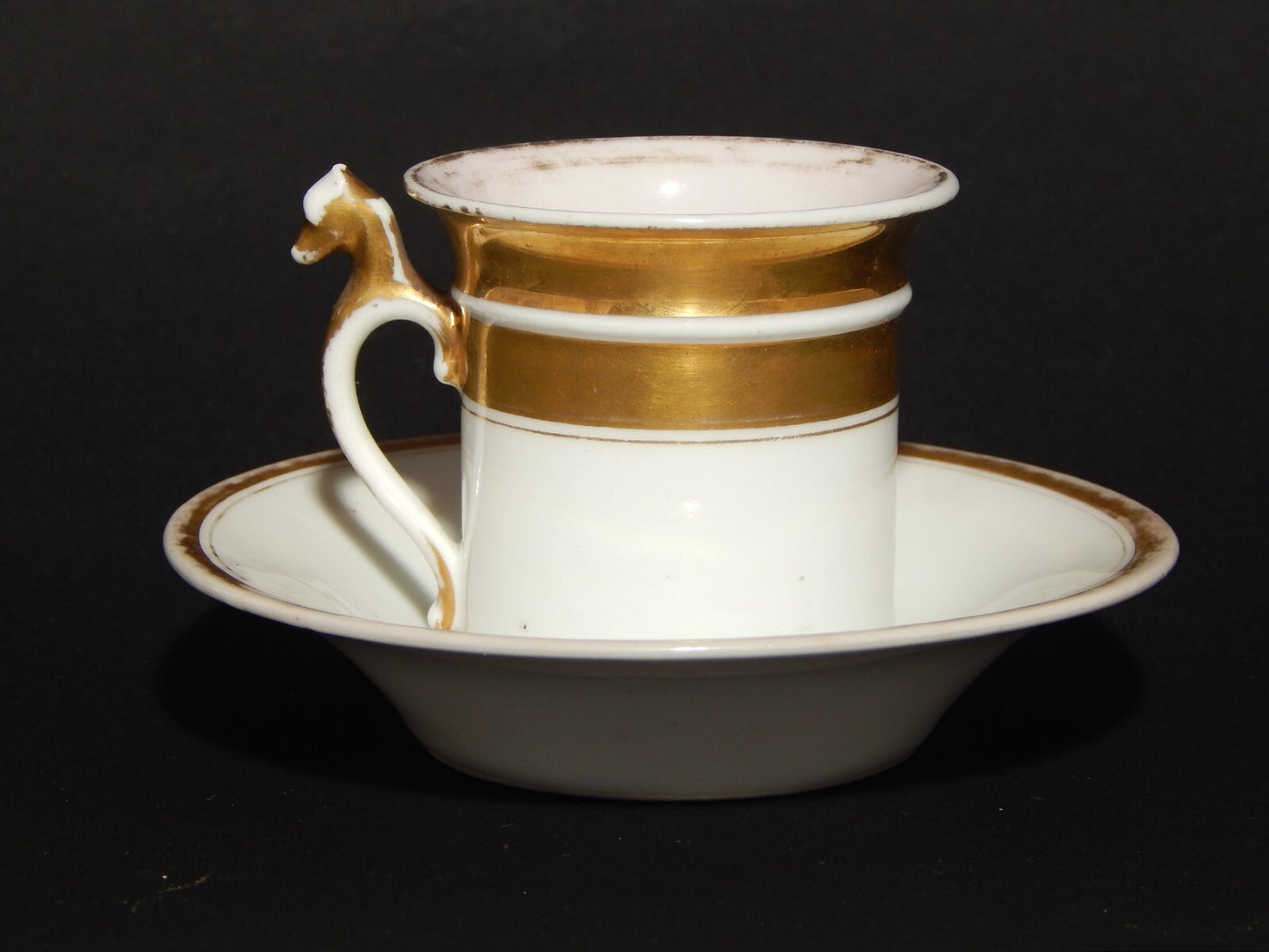 ANTICA PREZIOSA TAZZA PORCELLANA BIANCA E ORO IMPERO GINORI DOCCIA META' 800 #