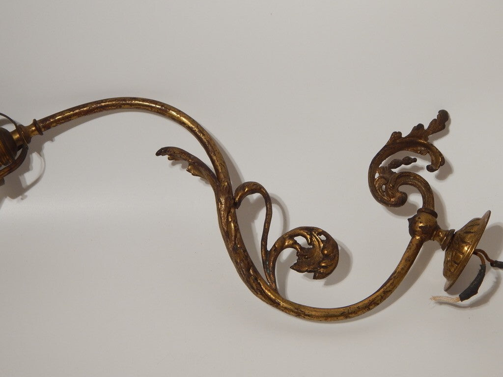 ANTICA ELEGANTE LIBERTY APPLIQUE LAMPADA PARETE OTTONE TULIP IN VETRO SATINATO