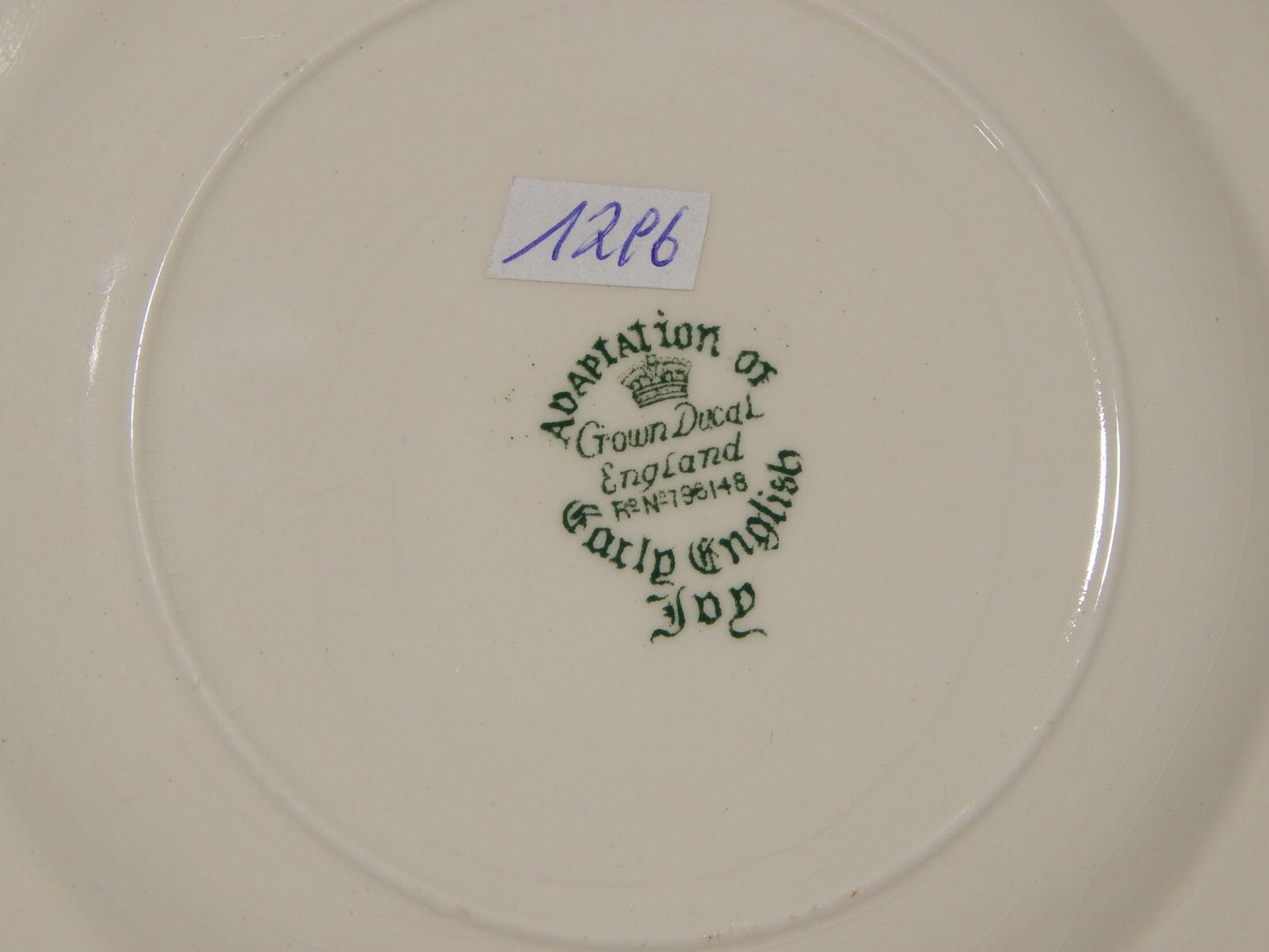 ANTICO PIATTO CROWN DUCAL SEMI PORCELLANA ADAPTATION OF EARLY ENGLISH JOY EDERA