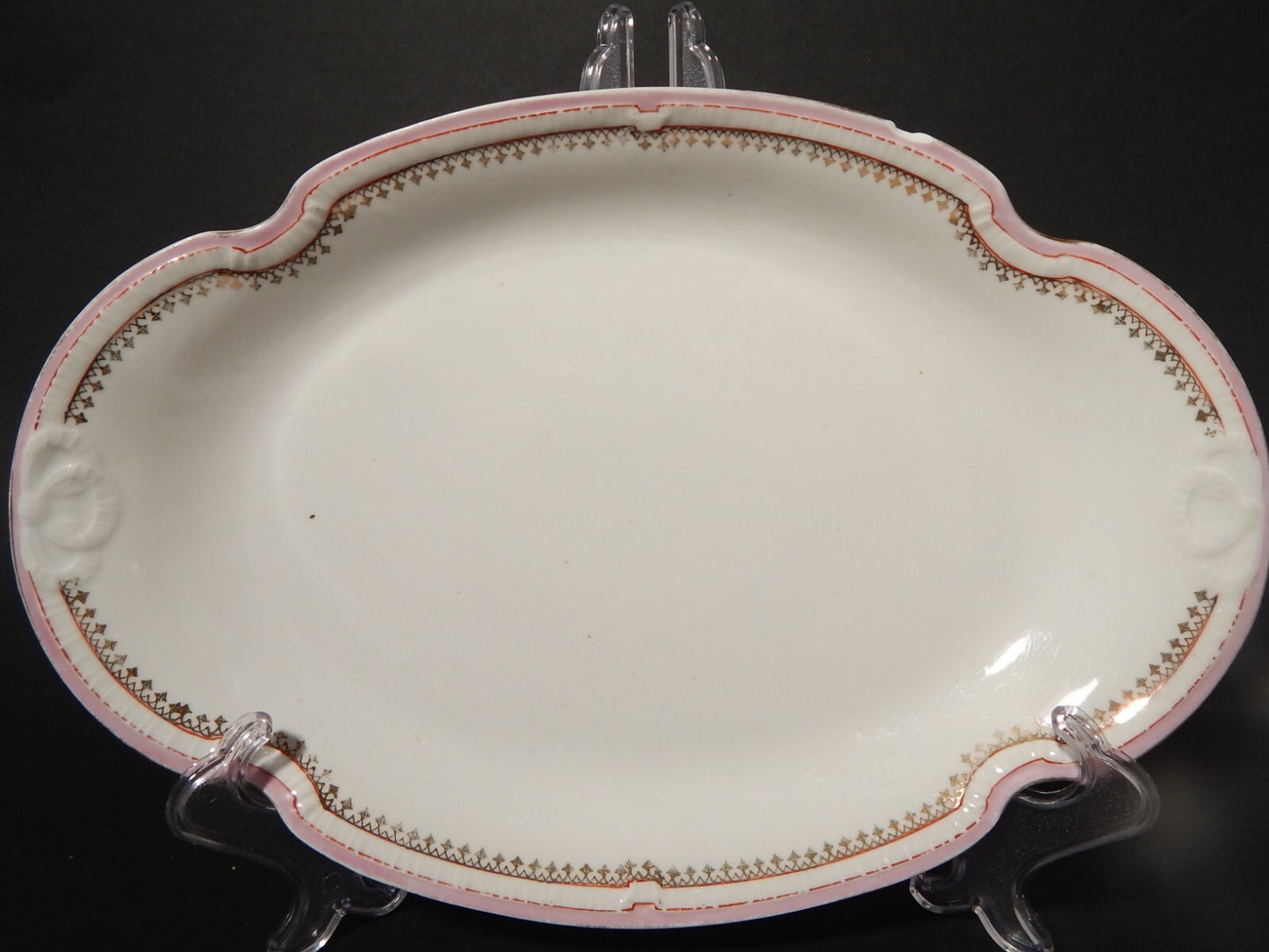 ANTICA VASSOIO PORCELLANA GINORI LIBERTY DECORO ROSA E ORO DIFETTO