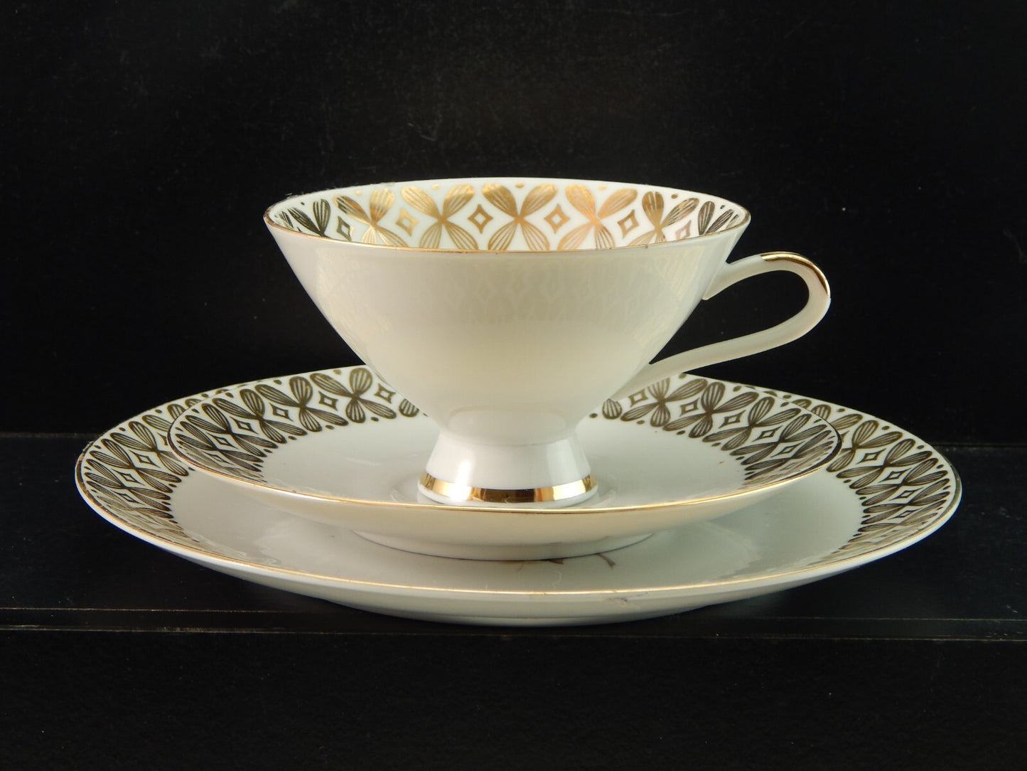 VINTAGE TRIO DA TE' PORCELLANA TAZZA E 2 PIATTINI WINTERLING BAVARIA ROSA TEA