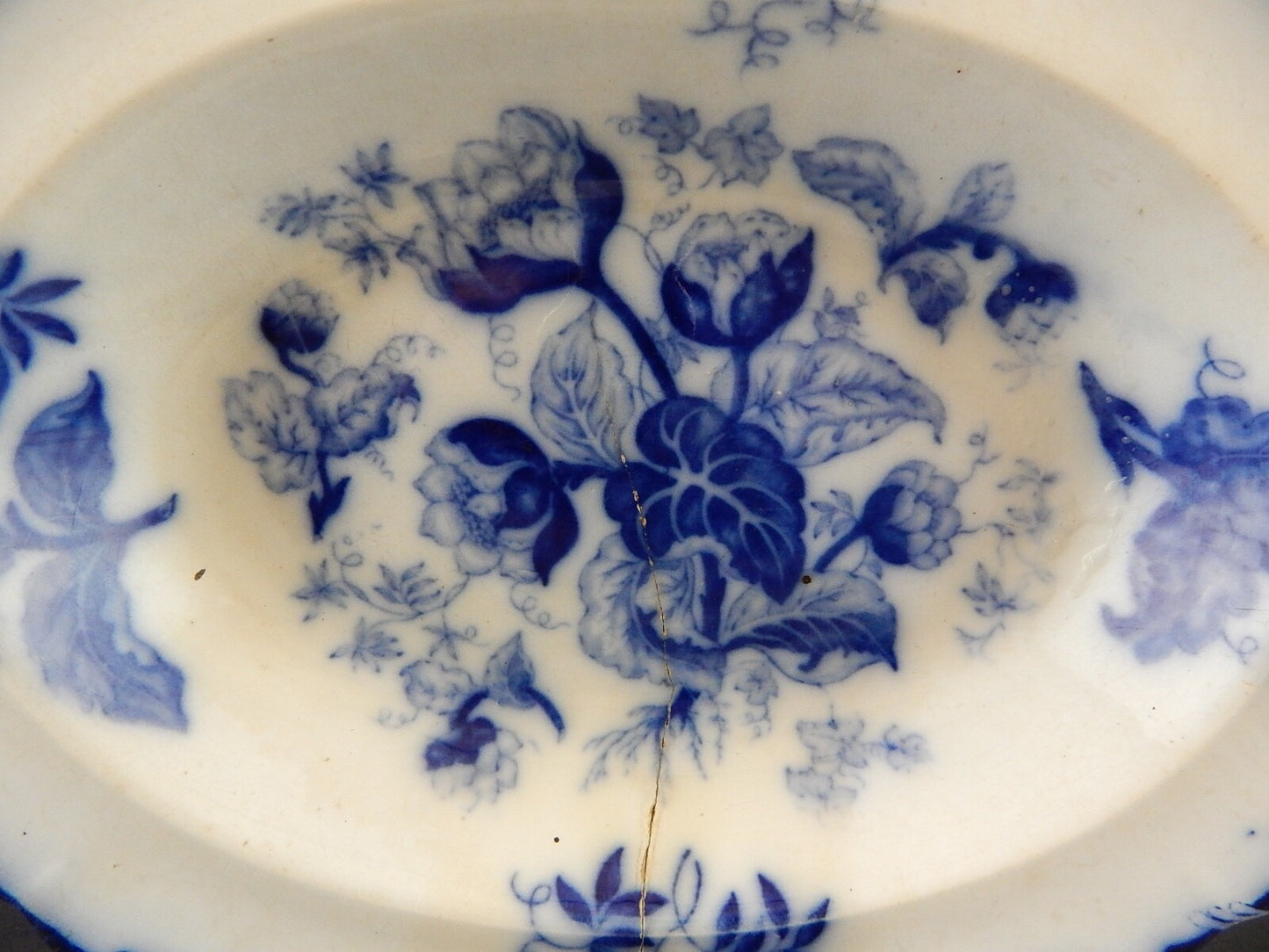 ANTICO VASSOIO NINFEE CERAMICA RICHARD MILANO FINE 800 FLOW BLUE WATER NYMPH