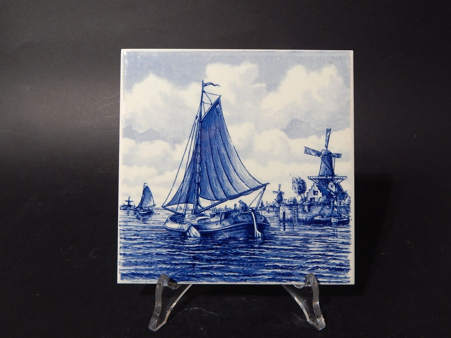 VINTAGE AUTENTICA PIASTRELLA MATTONELLA PORCELLANA DI DELFTS BLAUW BIANCO BLU