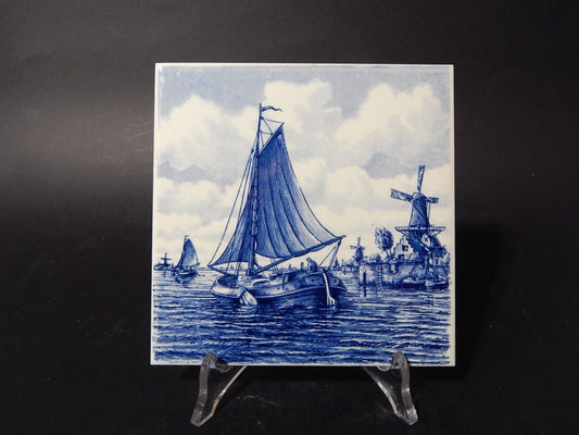 VINTAGE AUTENTICA PIASTRELLA MATTONELLA PORCELLANA DI DELFTS BLAUW BIANCO BLU