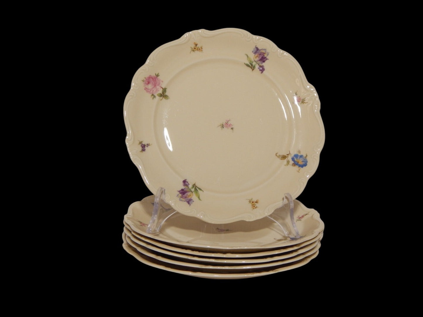 PREZIOSO ANTICO SERVIZIO 6 PIATTI DESSERT PORCELLANA ROSENTHAL POMPADOUR
