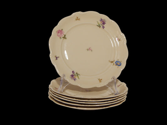 PREZIOSO ANTICO SERVIZIO 6 PIATTI DESSERT PORCELLANA ROSENTHAL POMPADOUR
