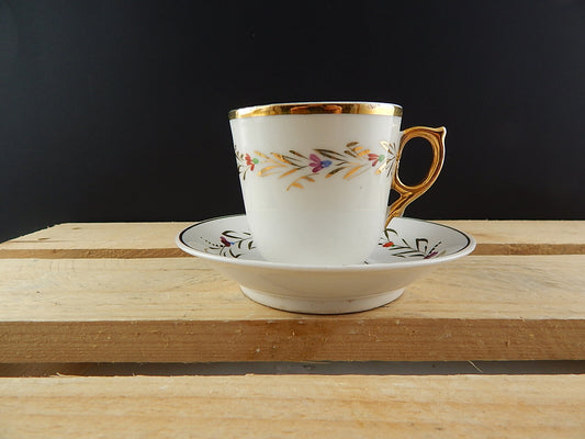 ANTICO TAZZA IMPERO PORCELLANA CARL TIELSCH ALTWASSER 1870 DIPINTA MANO DIFETTO