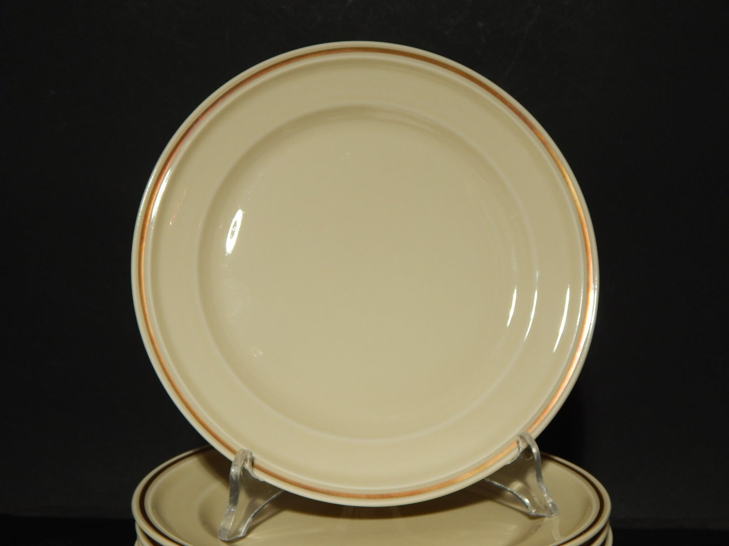 PREZIOSO SERVIZIO 6 PIATTI DESSERT PORCELLANA ROSENTHAL WINIFRED COLOR CREMA ORO