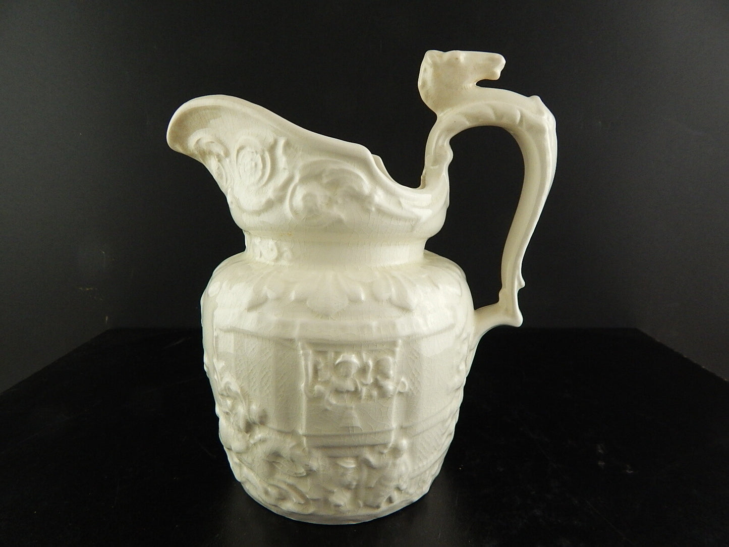 ANTICA PREZIOSA RARA CARAFFA BROCCA CERAMICA BARBOTINE INGLESE ARTHUR WOOD