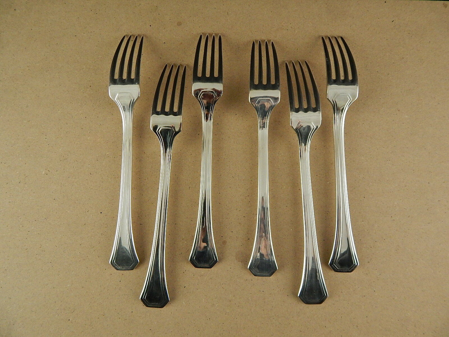 VINTAGE ARGENTERIA SAMBONET G S SET 6 FORCHETTE ARGENTATE MODELLO DECO'