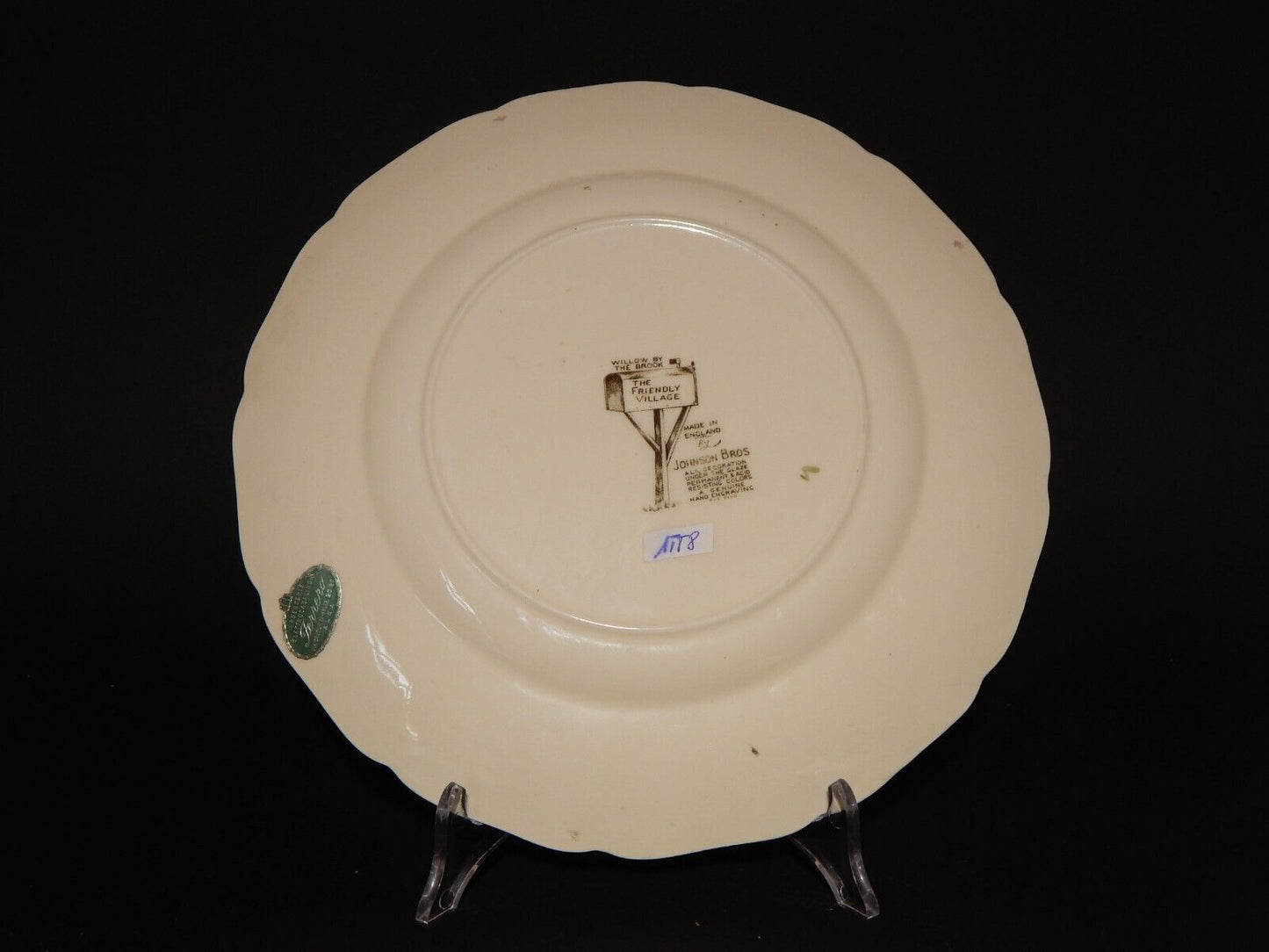 VINTAGE PIATTO SEMI PORCELLANA JOHNSON BROS FRIENDLY VILLAGE WILLOW BY THE BROOK