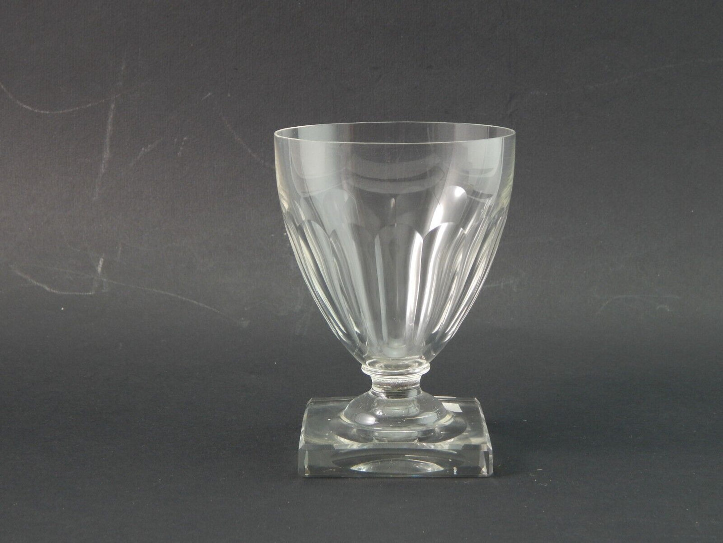 ANTICO EDOARDIANO BICCHIERE GRANDE CALICE CRISTALLO MOLATO BASE QUADRATA