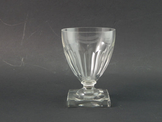 ANTICO EDOARDIANO BICCHIERE GRANDE CALICE CRISTALLO MOLATO BASE QUADRATA