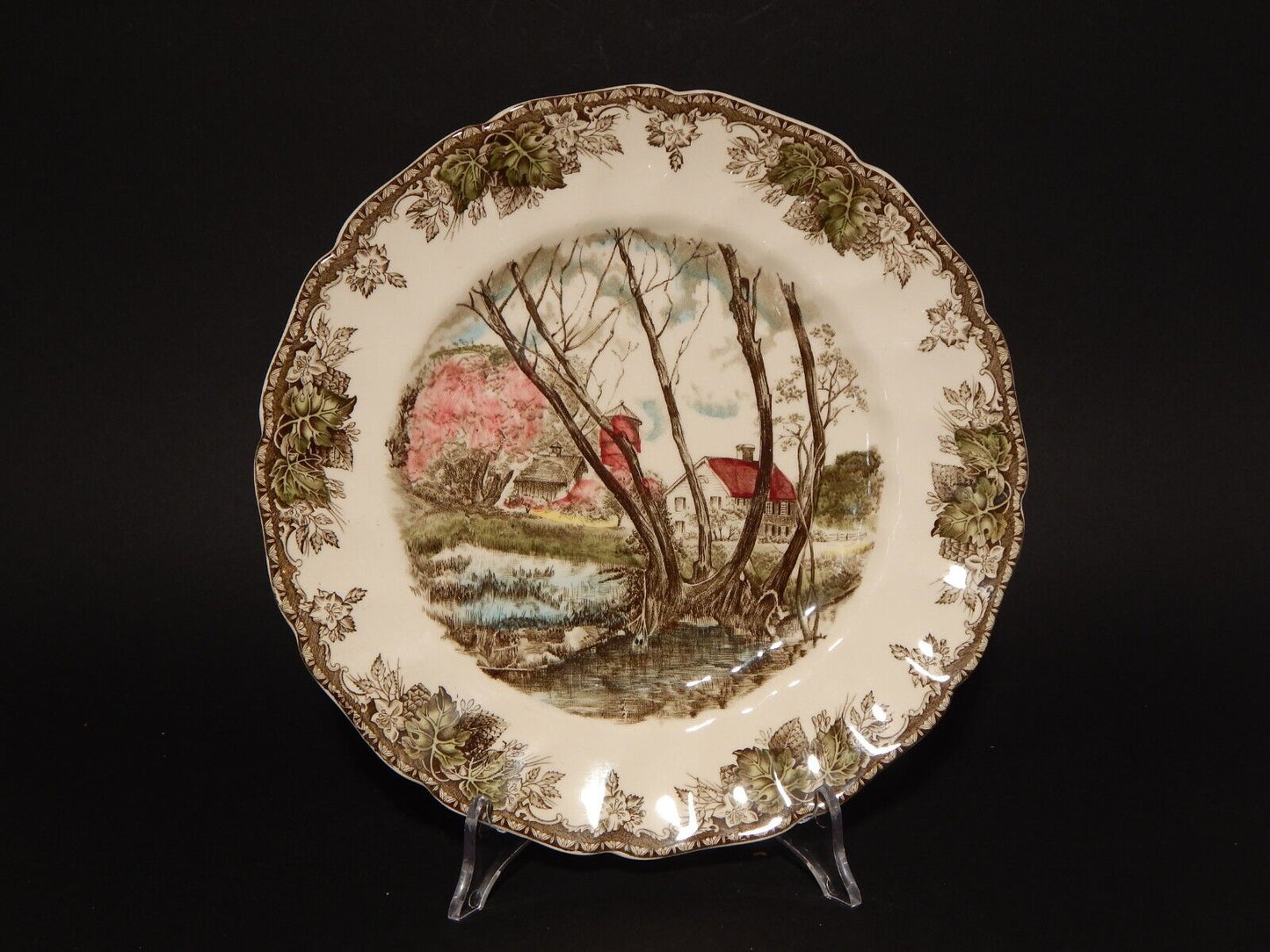 VINTAGE PIATTO SEMI PORCELLANA JOHNSON BROS FRIENDLY VILLAGE WILLOW BY THE BROOK