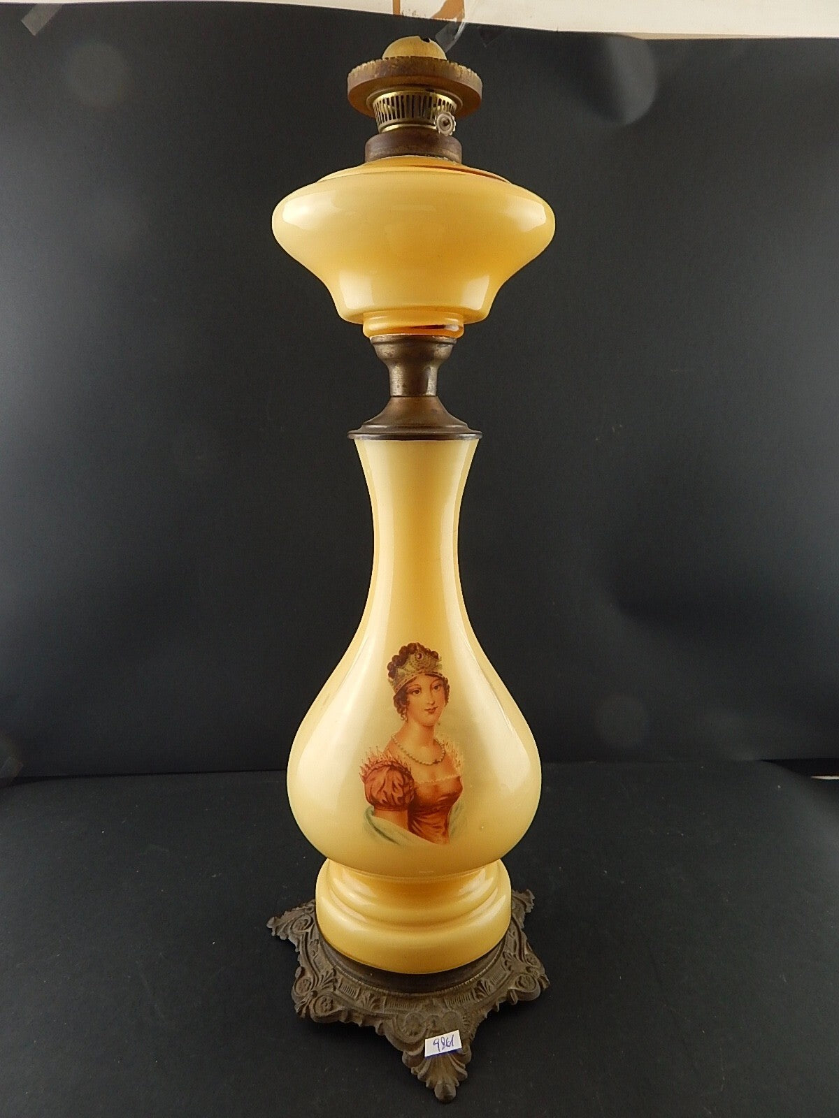 ANTICA COPPIA LAMPADE TAVOLO LUMI A PETROLIO STILE IMPERO NAPOLEONE GIUSEPPINA