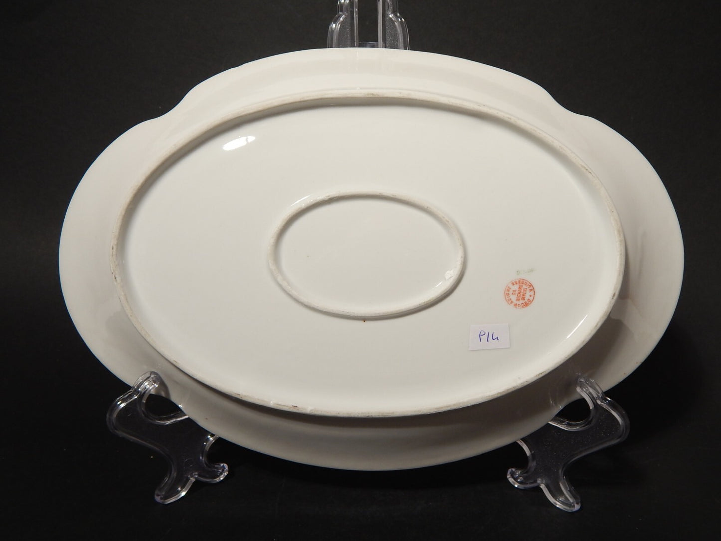 ANTICA VASSOIO PORCELLANA GINORI LIBERTY DECORO ROSA E ORO DIFETTO