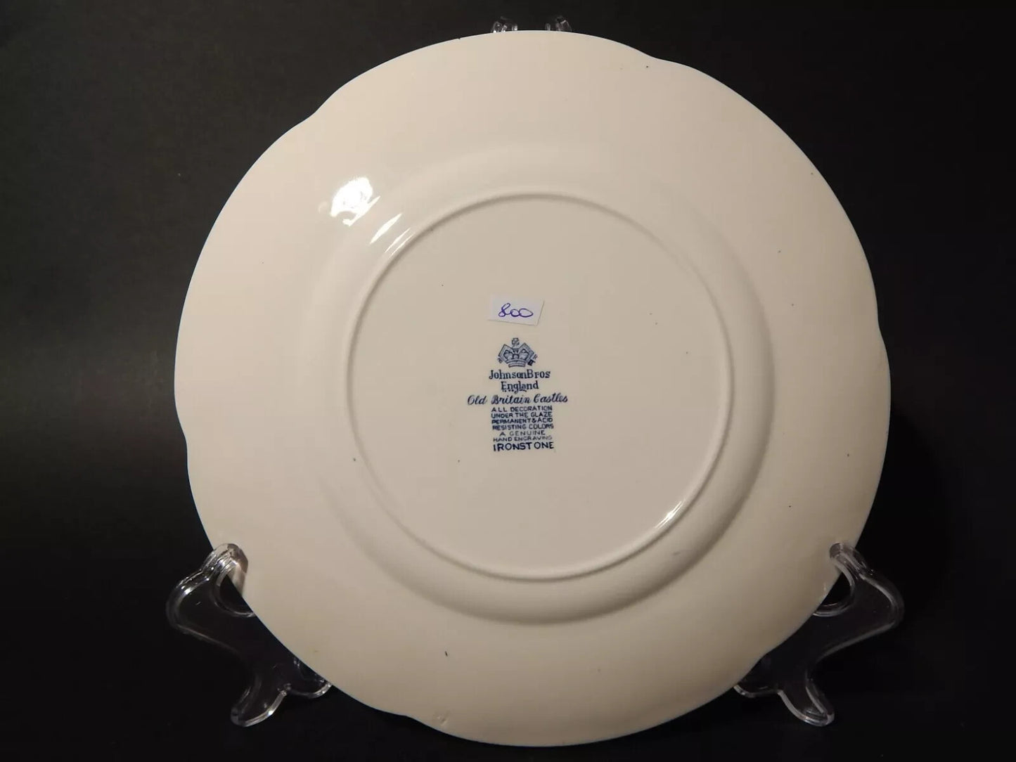 VINTAGE JOHNSON BROS OLD BRITAIN CASTLE BLU PIATTO PIANO SEMI-PORCELLANA