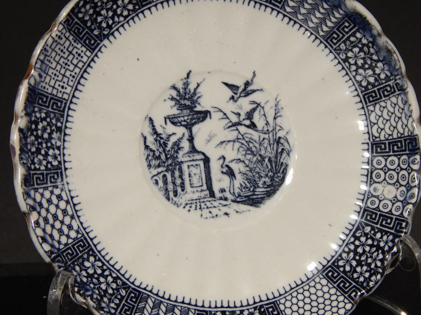 ANTIQUARIATO TAZZA CERAMICA MAIOLICA LUNEVILLE STAMPATA A MANO