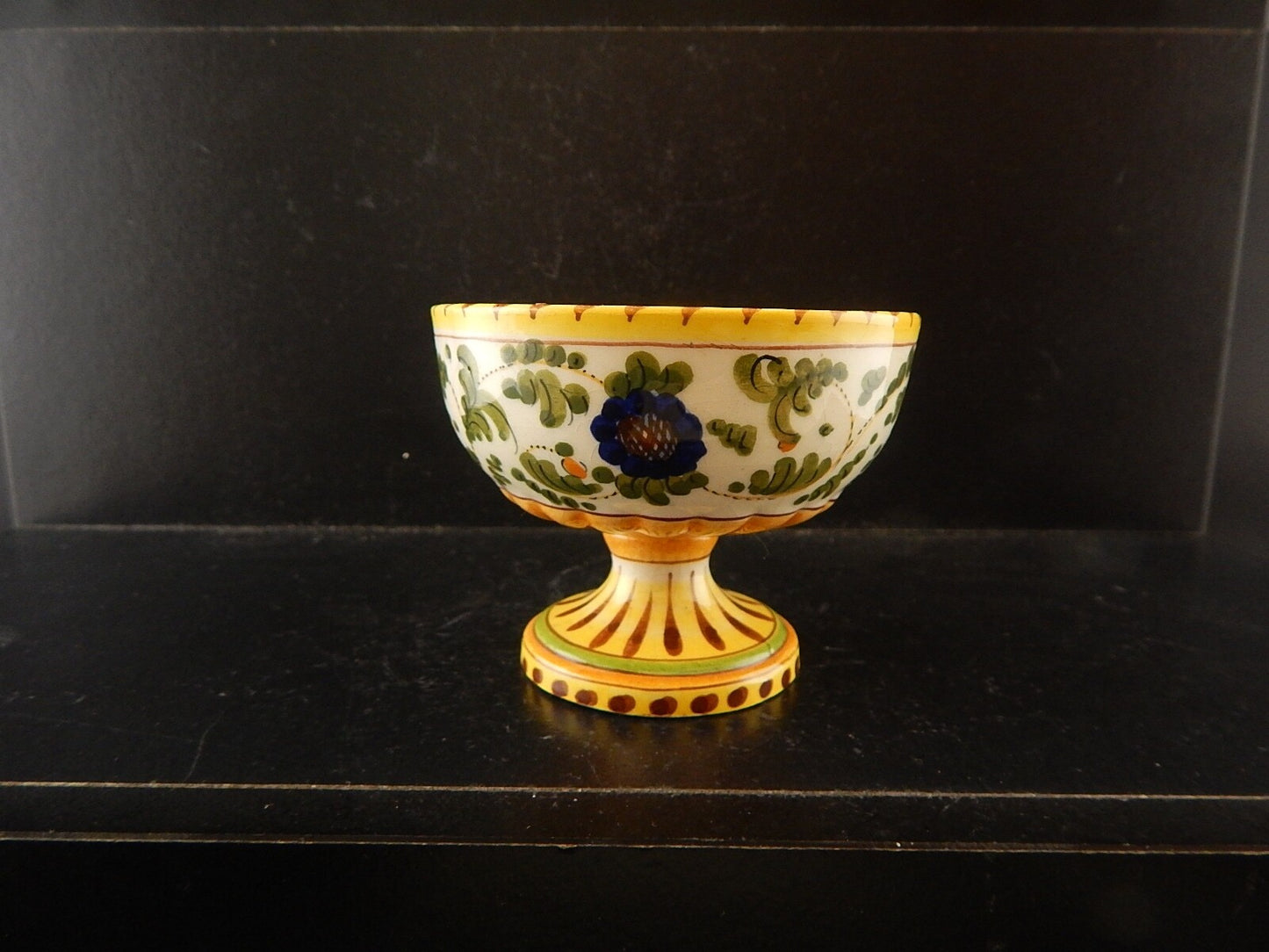 ANTICA TAZZA MAIOLICA CERAMICA POLICROMA FANTECHI ANSA A SERPE PRIMO 900 #8931