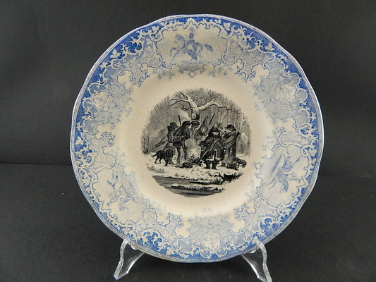 ANTICO PIATTO UMORISTICO CERAMICA FRANCESE SECONDA META' 800 IL CACCIATORE #9814