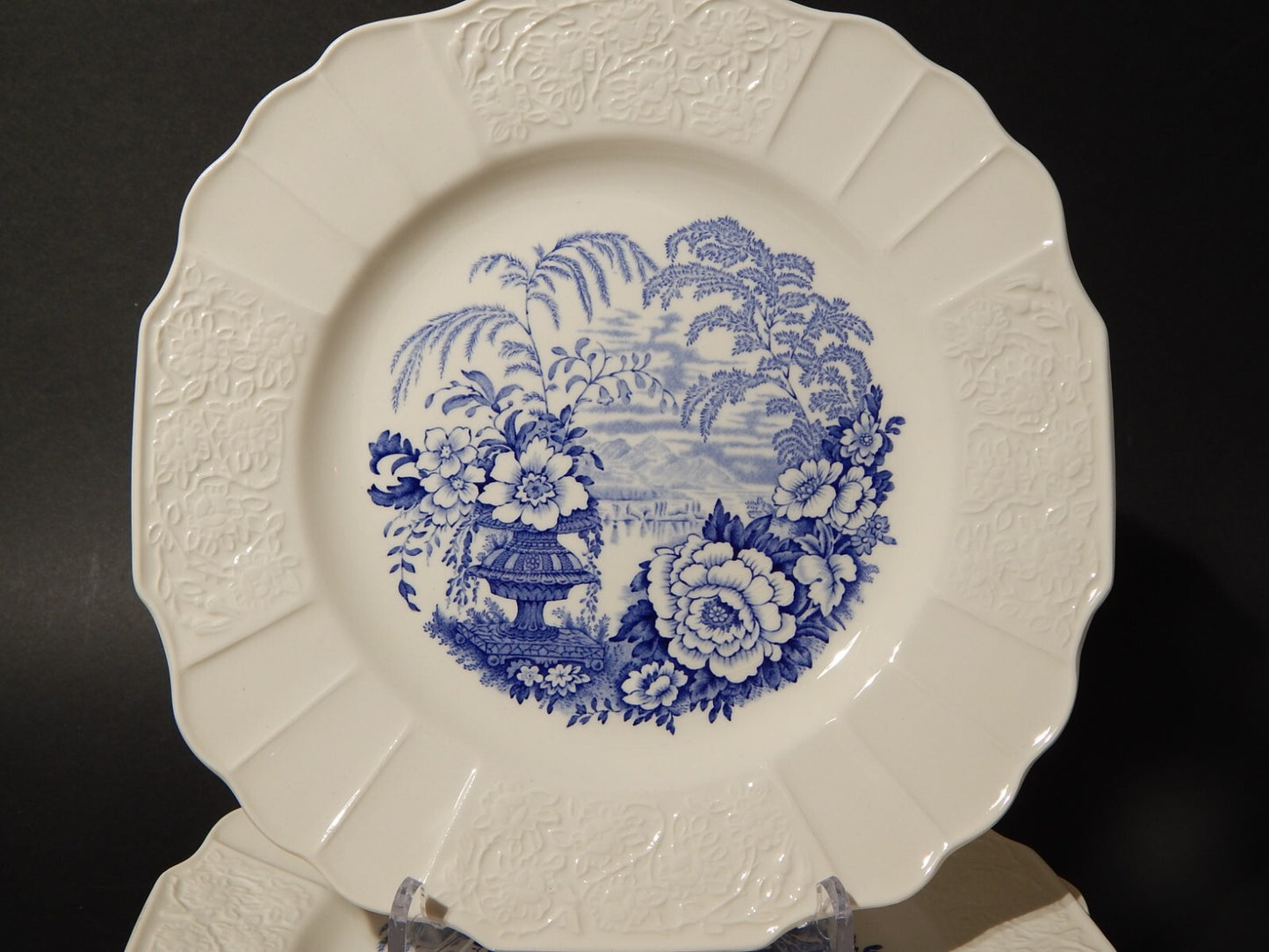 ANTICO SERVIZIO 6 PIATTI CERAMICA MYOTT SON STAFFORDSHIRE ENGLAND BIANCO BLU
