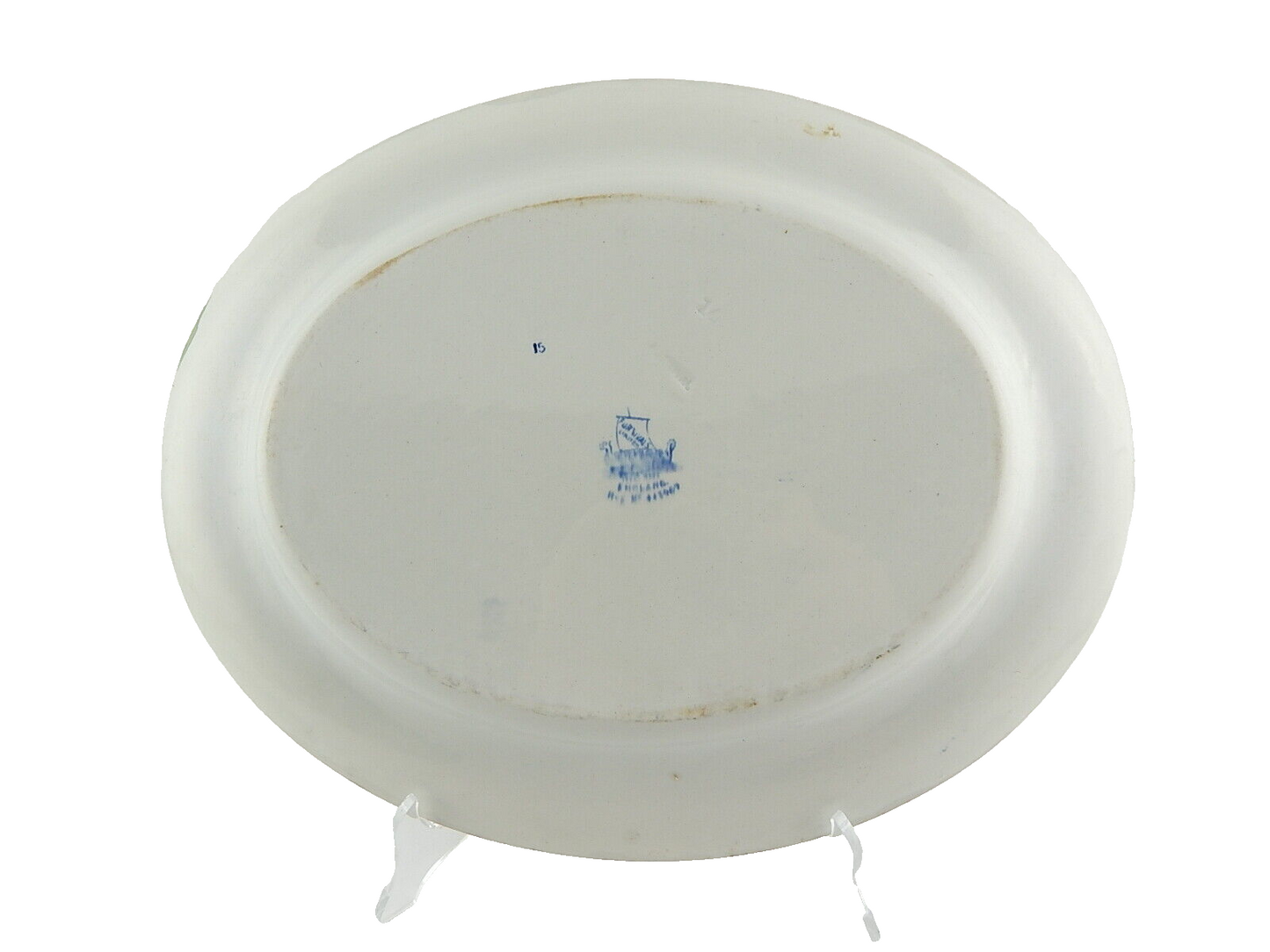 ANTICO VASSOIO RAVIERA PORCELLANA CERAMICA INGLESE FURNIVALS 1900 BIANCO-BLU