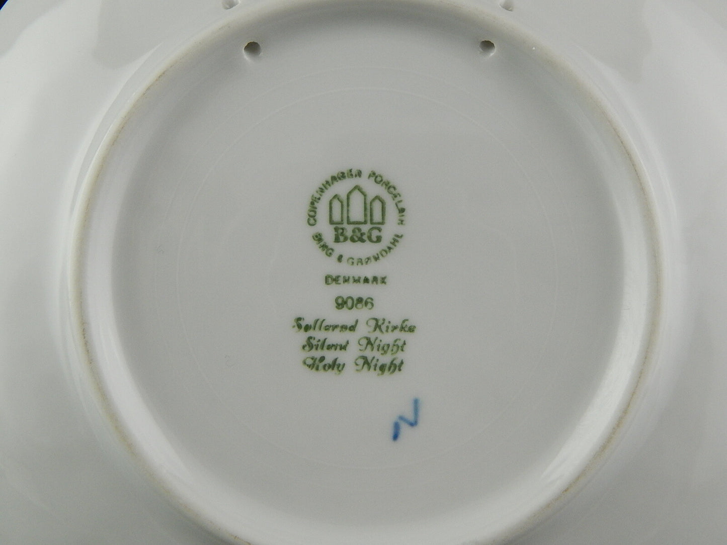 ROYAL COPENHAGEN BING&GRONDAHL PIATTO DI NATALE 1986 PORCELLANA BLU DIFETTO