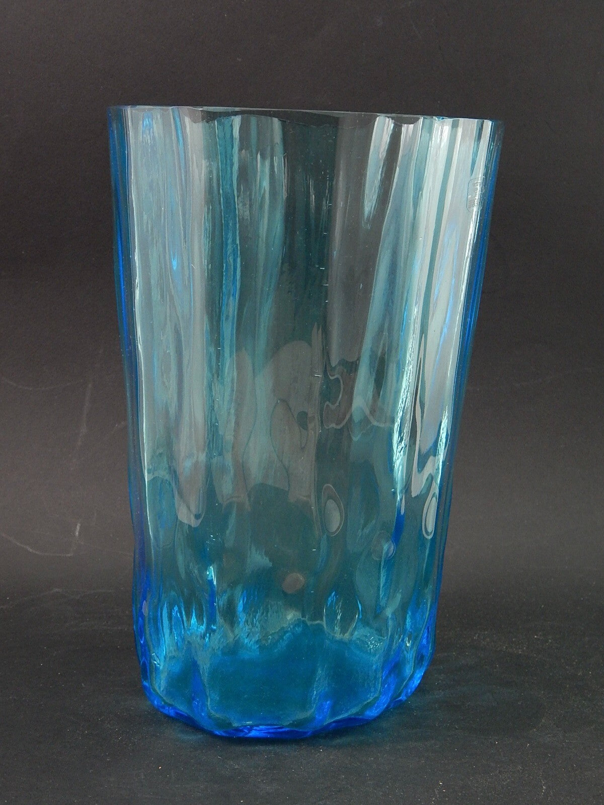 VINTAGE ORIGINALE VASO VETRO SOFFIATO ACQUA MARINA VETRI MURANO AURELIANO TOSO