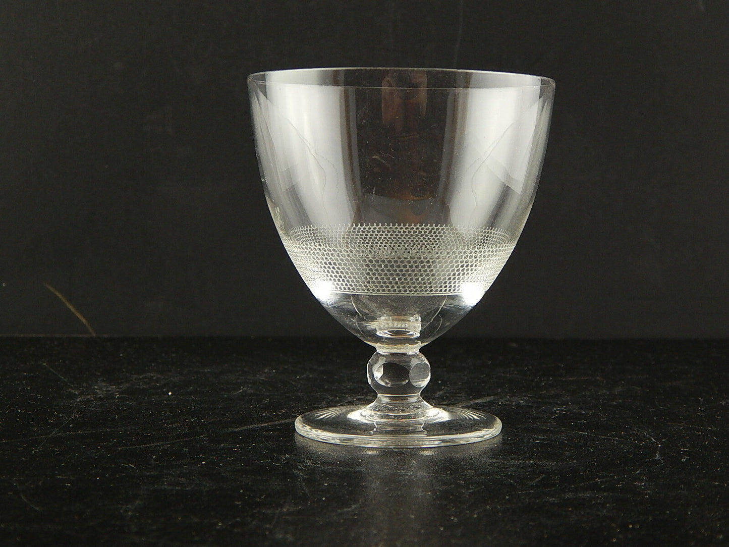 ANTICO ART DECO SET 3 BICCHIERI CALICI CRISTALLO CON DECORO SERIGRAFATO