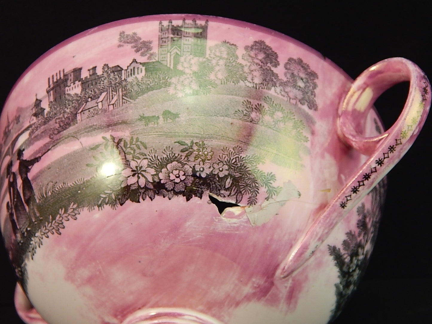 DAVENPORT 1830 DURHAM ANTICA CERAMICA ZUCCHERIERA PORTA DOLCI DANNEGGIATA