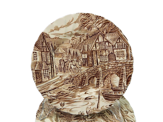 ANTICO SERVIZIO 6 PIATTI DESSERT CERAMICA INGLESE ALFRED MEAKIN THE POST HOUSE