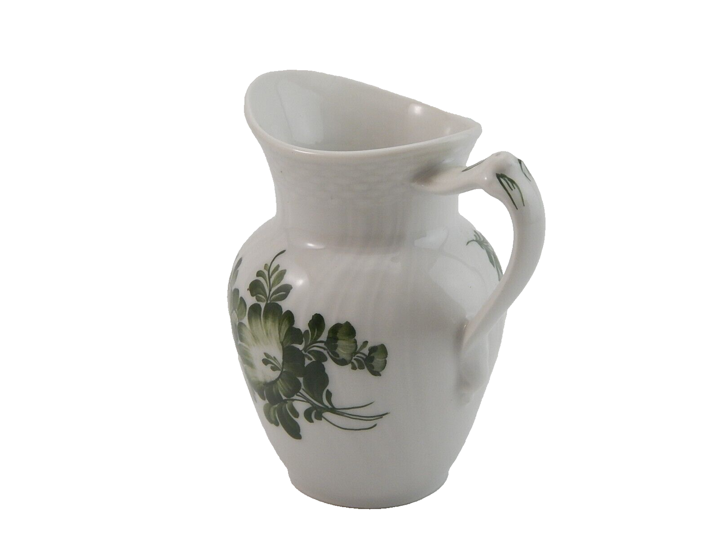 VINTAGE LATTIERA BRICCO ROYAL COPENHAGEN FIORI VERDI GREEN FLOWER CURVED