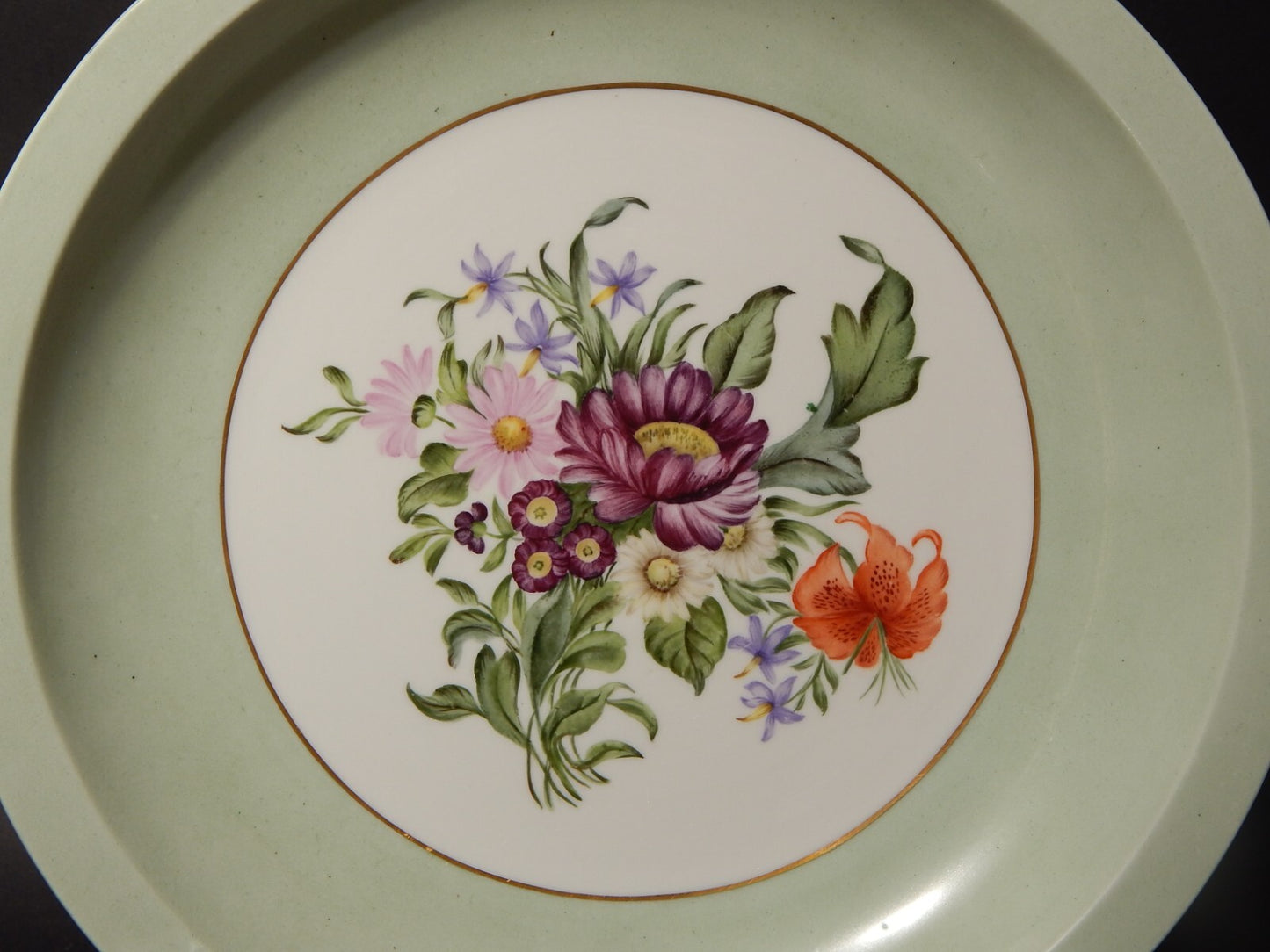 ANTICO CENTROTAVOLA VASSOIO PORCELLANA HUTSCHENREUTHER BAVARIA DIPINTO NEL 1941