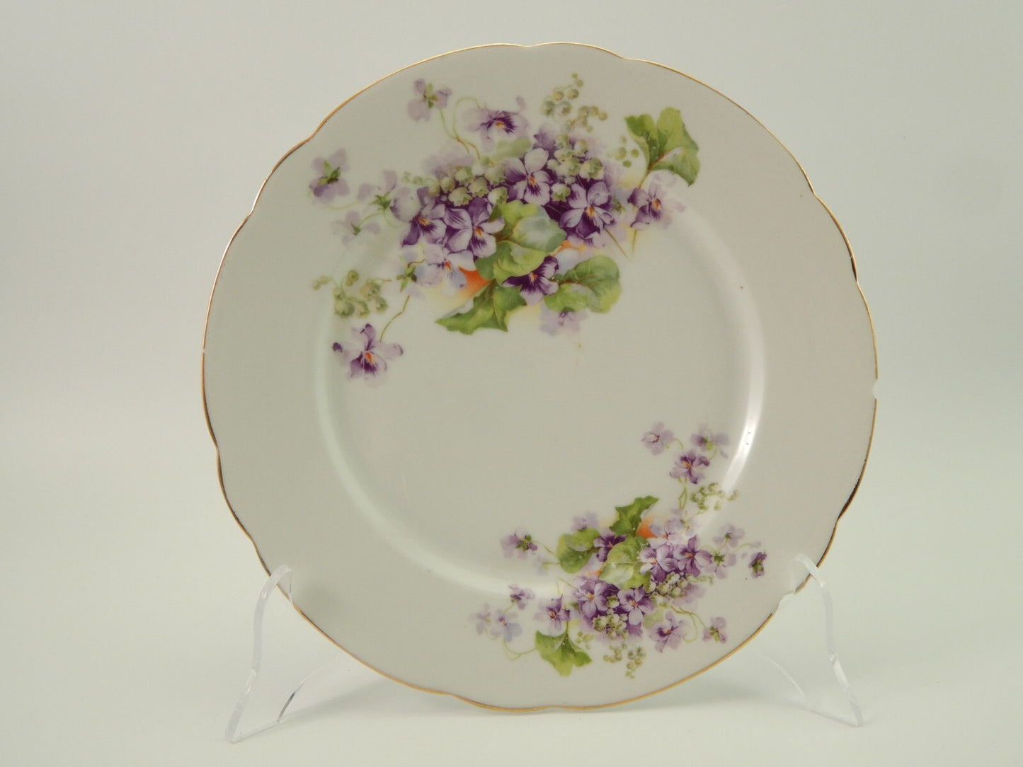 ANTICO LOTTO 6 PIATTI LIBERTY PORCELLANA BAVARIA VIOLETTE FINE 800 CON DIFETTI