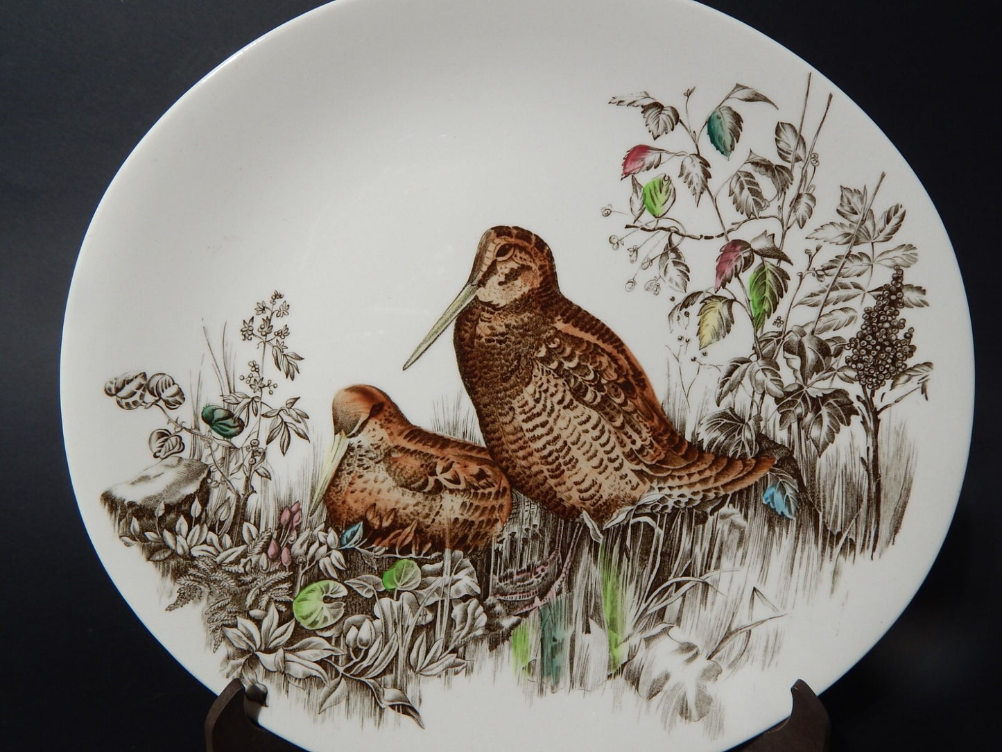 VINTAGE PIATTO OVALE PORCELLANA JOHNSON BROS COLLEZIONE GAME BIRDS WOODCOCK