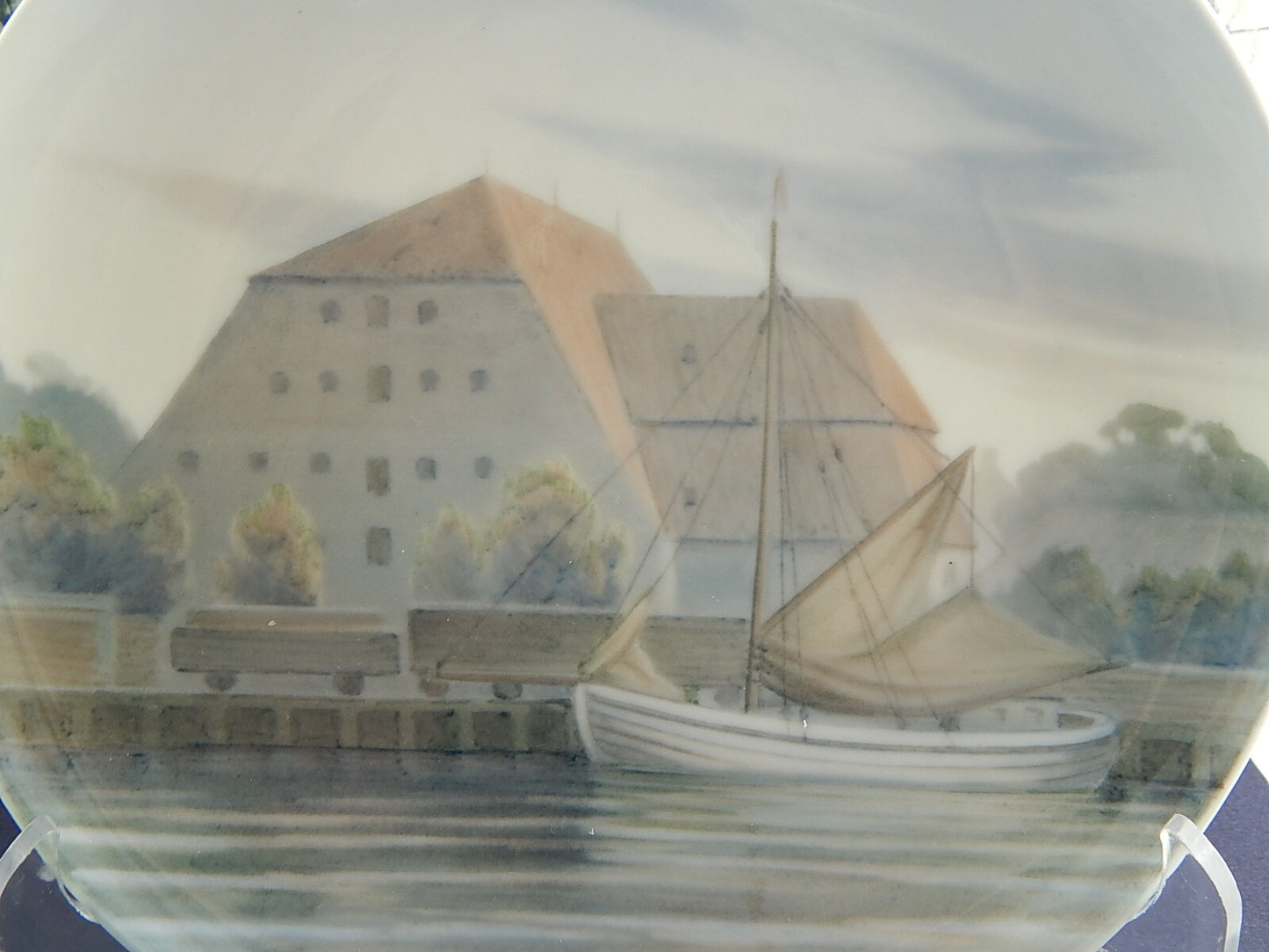 ROYAL COPENHAGEN BING&GRONDAHL PORCELLANA PIATTO ANTICO MARINA CON SILO GRANO