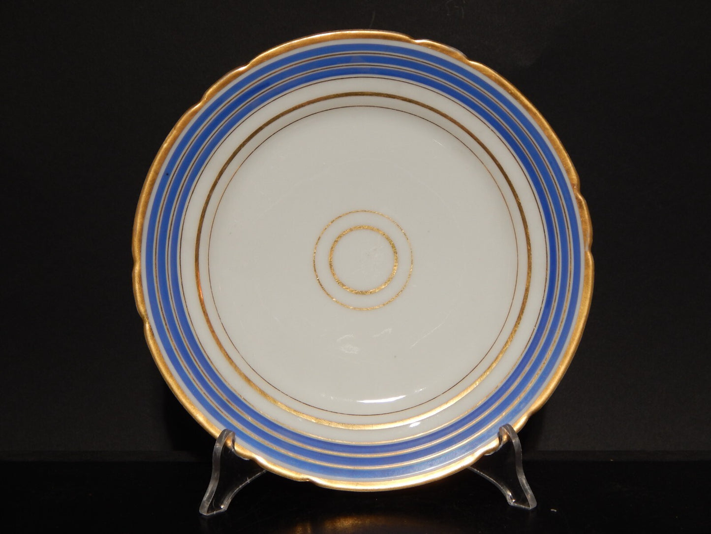ANTICO TRIO TAZZA TE' 2 PIATTI IMPERO PORCELLANA PARIGI DECORO BLU ORO PRIMO 800