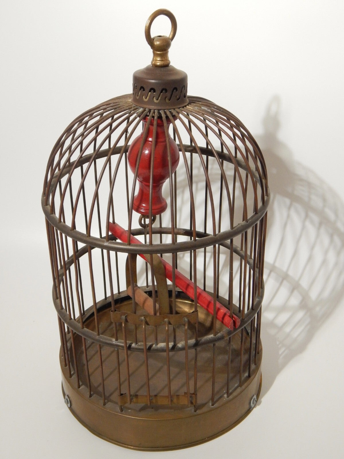 ANTICA ORIGINALE GABBIA A SOSPENSIONE IN OTTONE PER UCCELLI