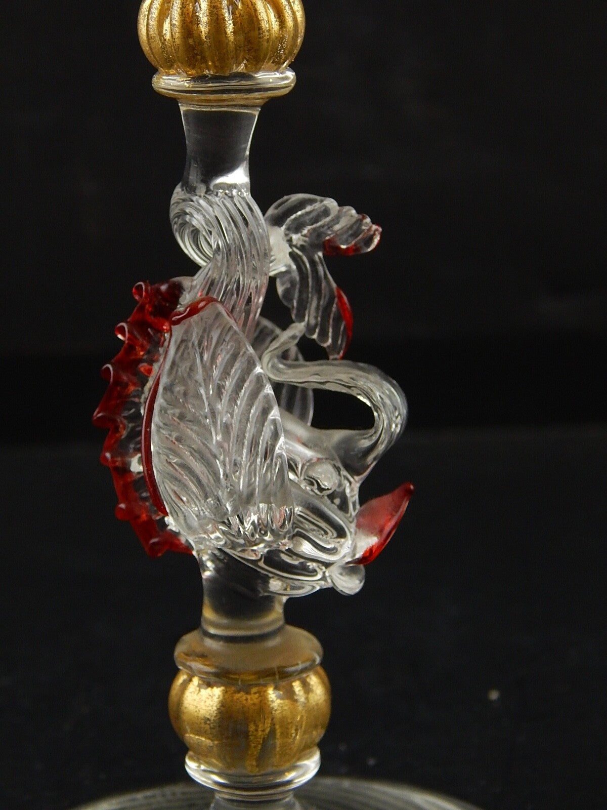 TIPETTO CALICE MURANO VETRO SOFFIATO RIGATO PESCE FIRMATO CORTELLA & BALLARIN #