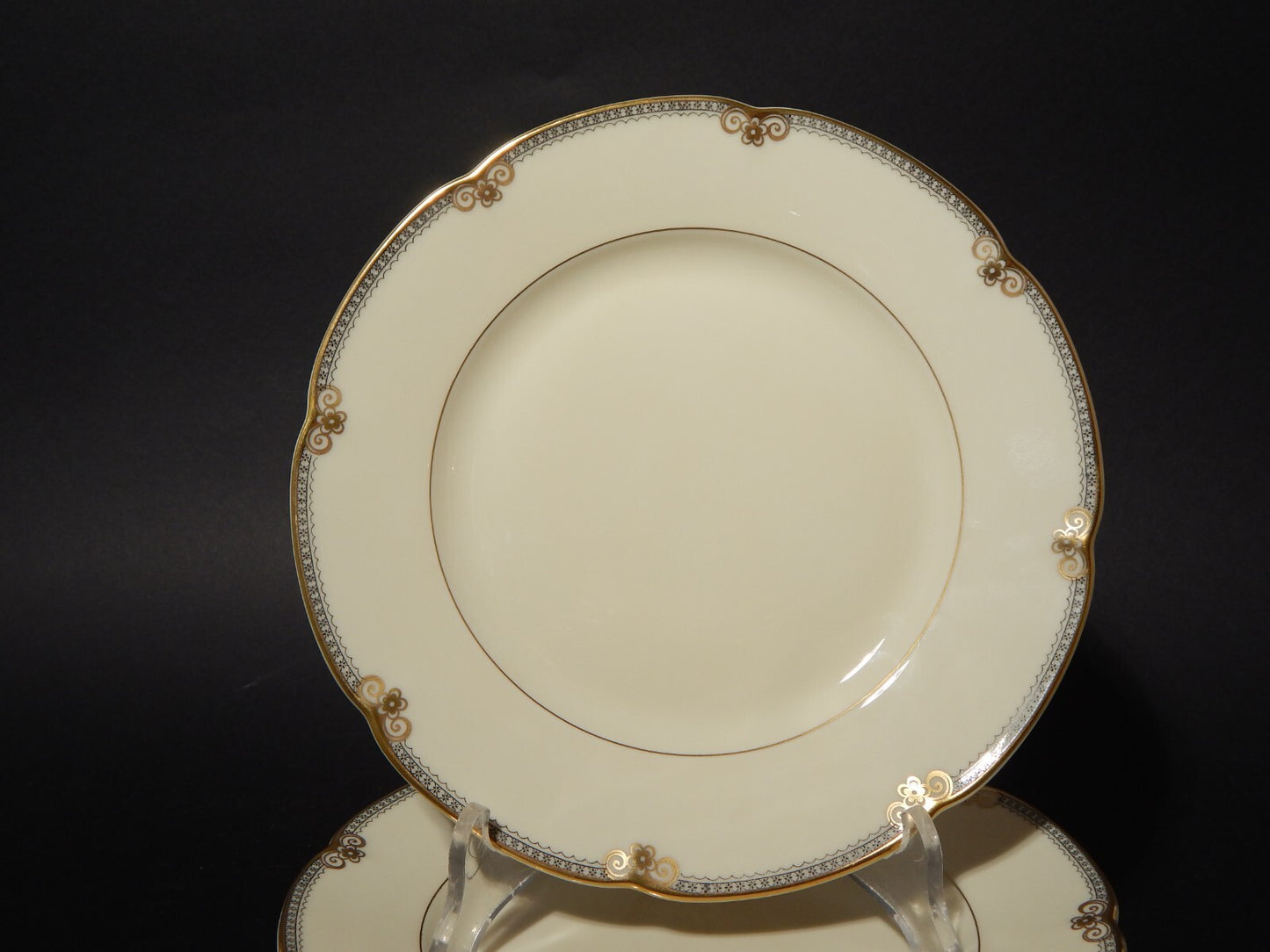 ANTICO EPOCA ART DECO SERVIZIO TORTA DESSERT 6 PIATTI PORCELLANA ROYAL TETTAU