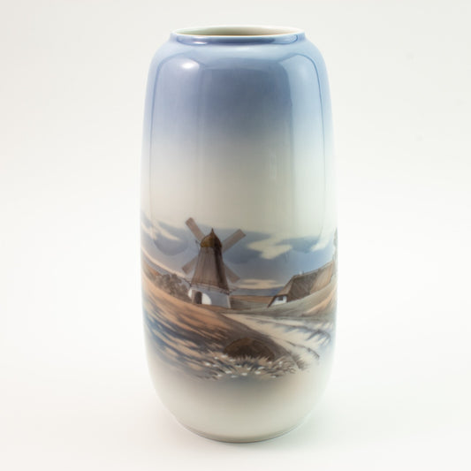 VASO PORCELLANA LYNGBY COPENHAGEN "Mulino di Campagna" VINTAGE HANDPAINTED