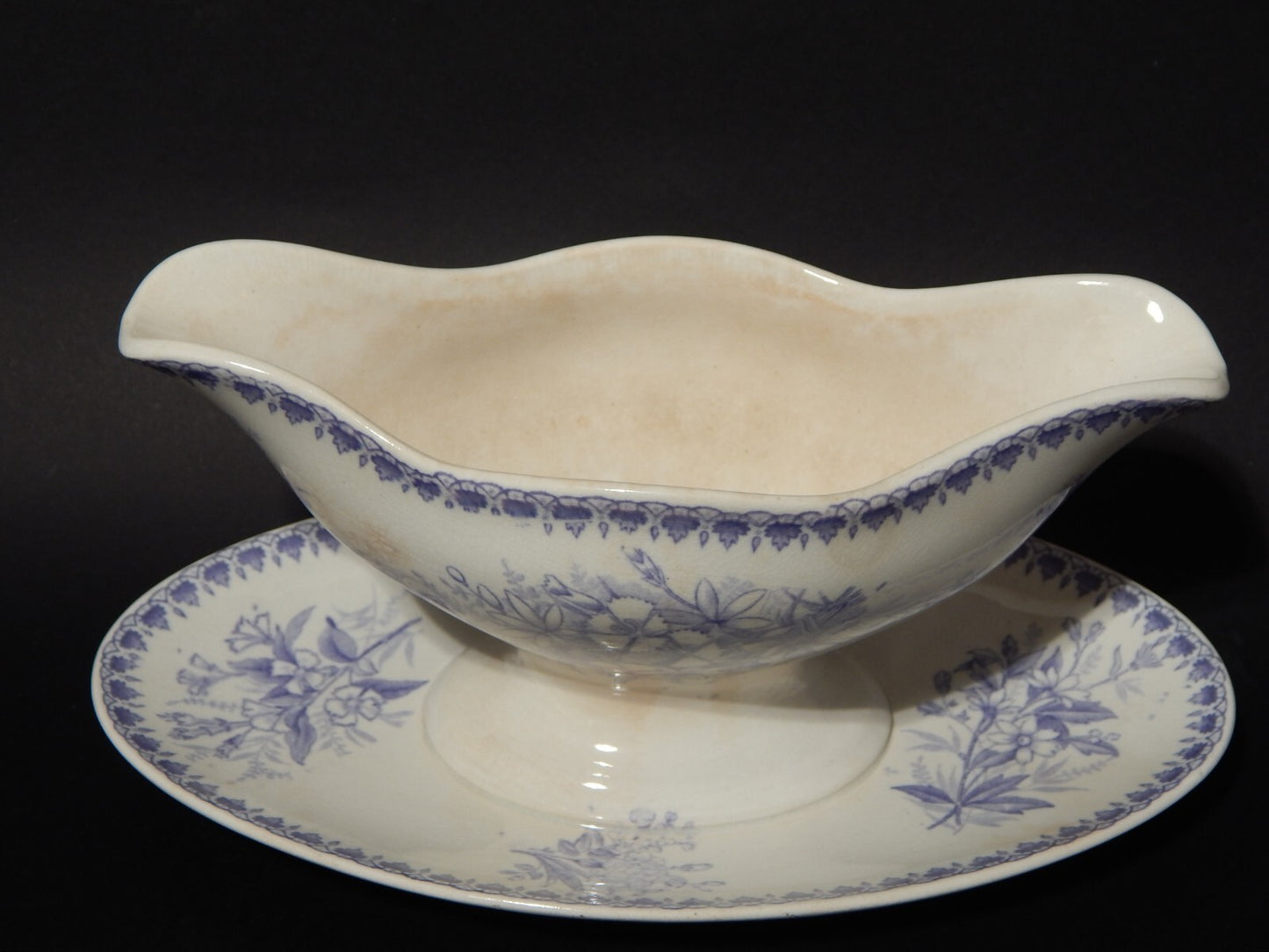 ANTICA SOCIETE' CERAMIQUE MAASTRICHT SALSIERA DECORO OLGA COLORE VIOLA