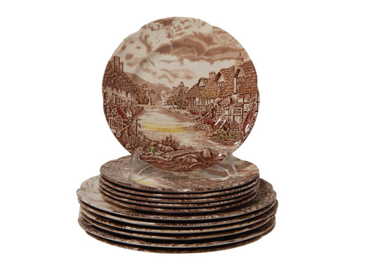 ANTICO SERVIZIO 12 PIATTI SEMI PORCELLANA JOHNSON BROS OLDE ENGLISH COUNTRYSIDE