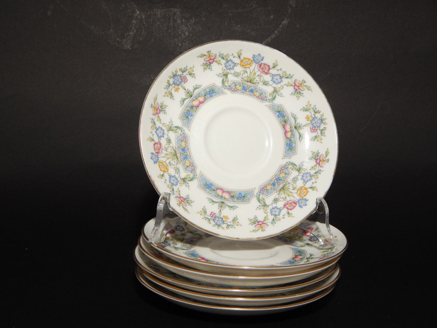 VINTAGE 6 PIATTINI SOTTO TAZZA MAYFIELD PORCELLANA ROYAL WORCESTER DEL 1981