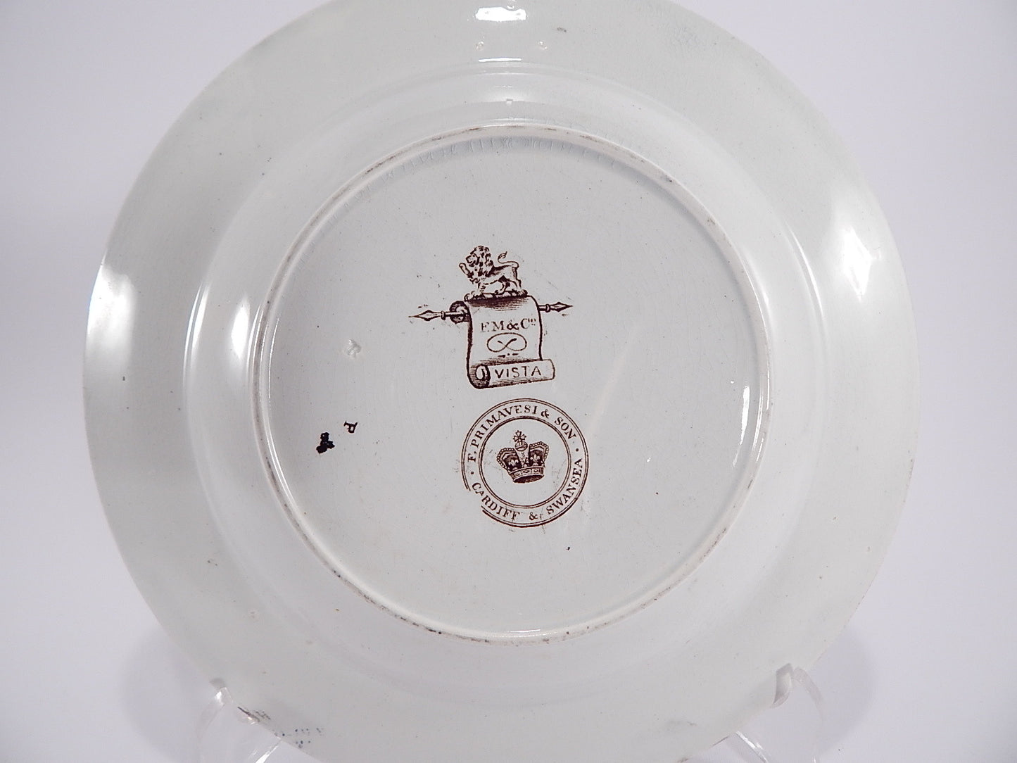 ANTICO PIATTO PORCELLANA CERAMICA PRIMAVESI&SON CARDIFF & SWANSEA FM.&CO.