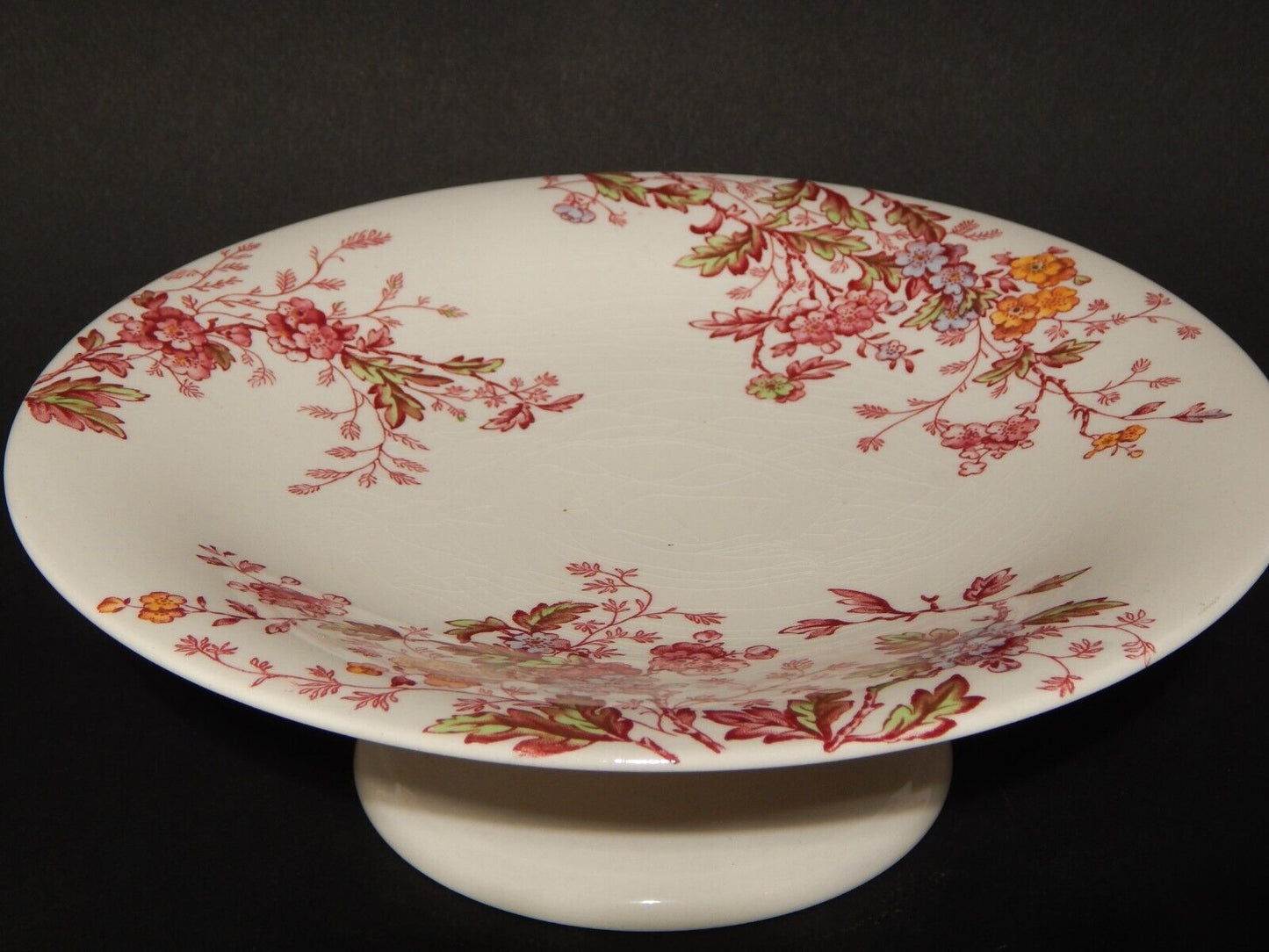 ANTICA ALZATA CENTROTAVOLA BOOTHS WASHINGTON SEMI-PORCELLANA INGLESE FIORI ROSA