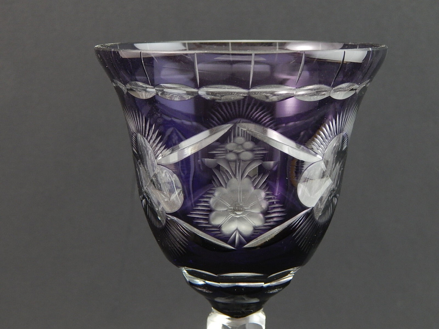 PREZIOSO VINTAGE BICCHIERE CALICE CRISTALLO BOEMIA MOLATO A1048