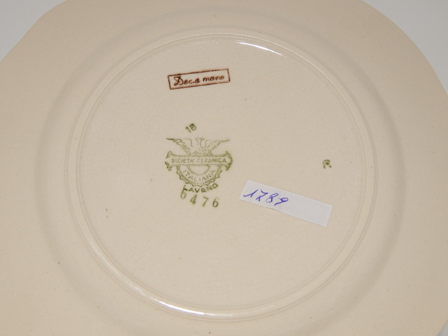 ANTICO PIATTO PI ANO CERAMICA S.C.I. LAVENO ANDLOVIZ PAESAGGIO DIPINTO A MANO #