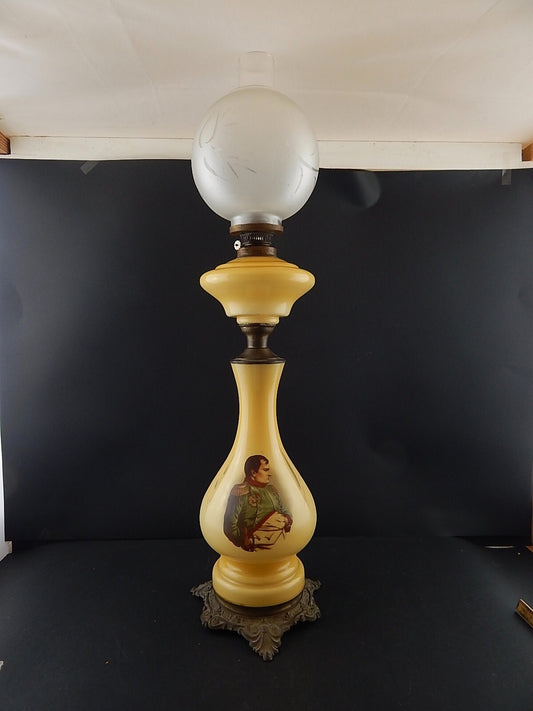 ANTICA COPPIA LAMPADE TAVOLO LUMI A PETROLIO STILE IMPERO NAPOLEONE GIUSEPPINA